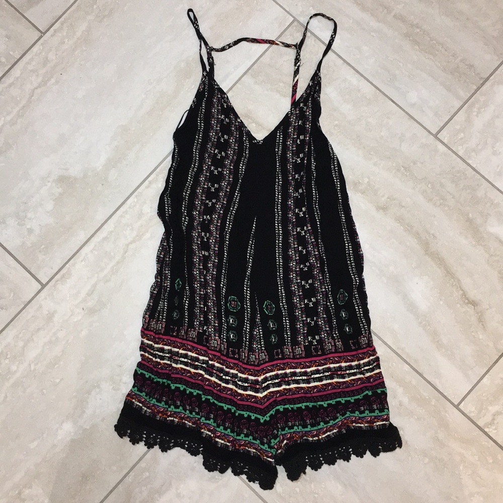 Patterned black romper